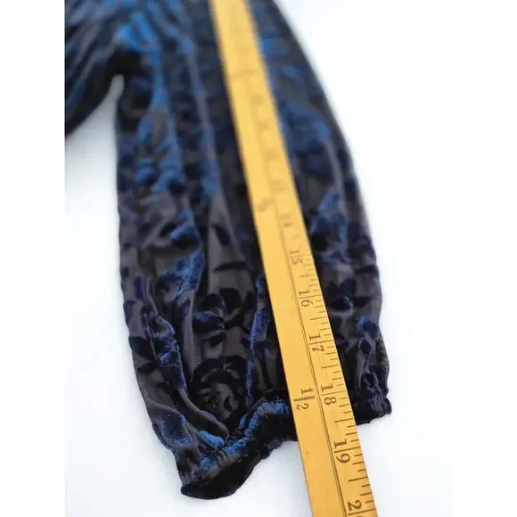 Laurie Felt Womans Top Sz L Dark Blue Burnout Velvet Fairy Whimsigoth Romantic - Picture 9 of 9